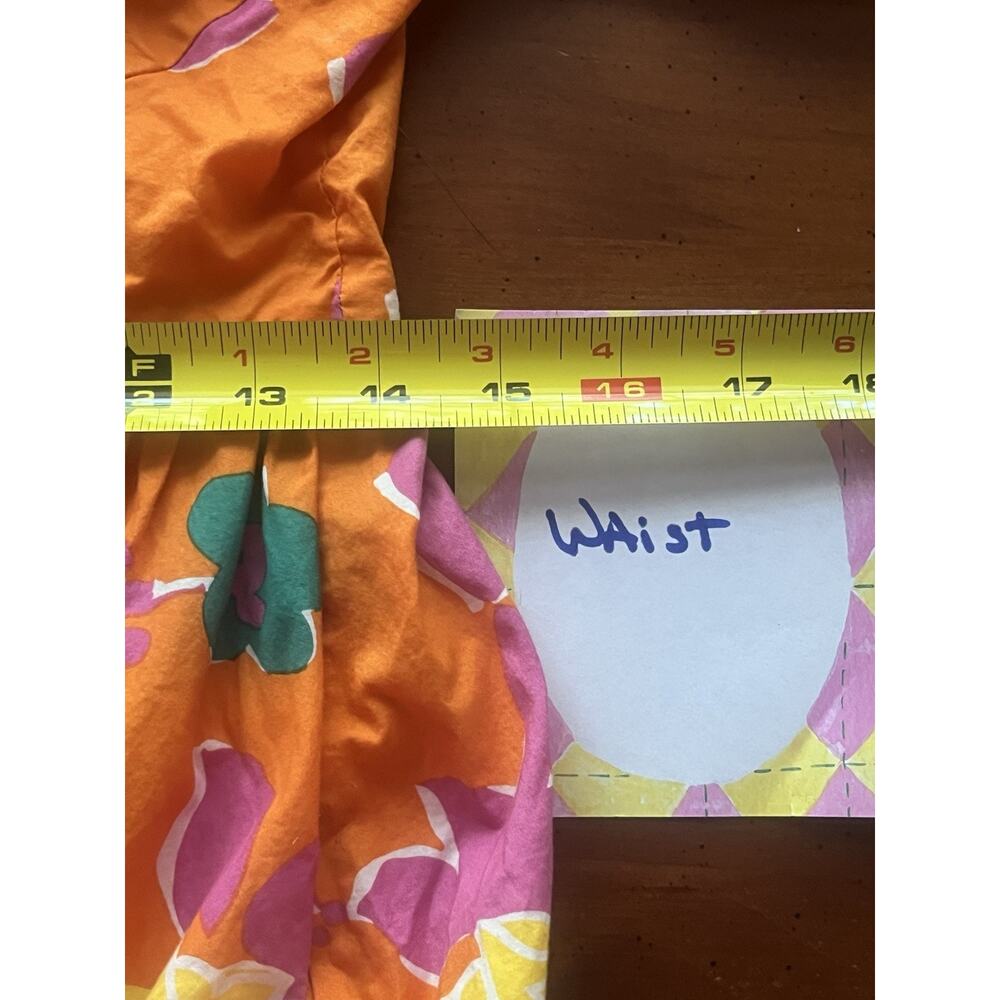 Altar'd State Minister Dress M Puff Sleeve Orange Floral Tropical Boho Pockets - Picture 16 of 16